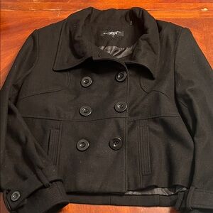 Black Rivet Women's Black Pea Coat